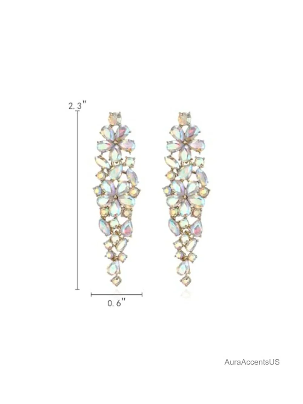 Sparkle Crystal Dangle Earrings Floral Wedding Bridal Chandelier Jewelry